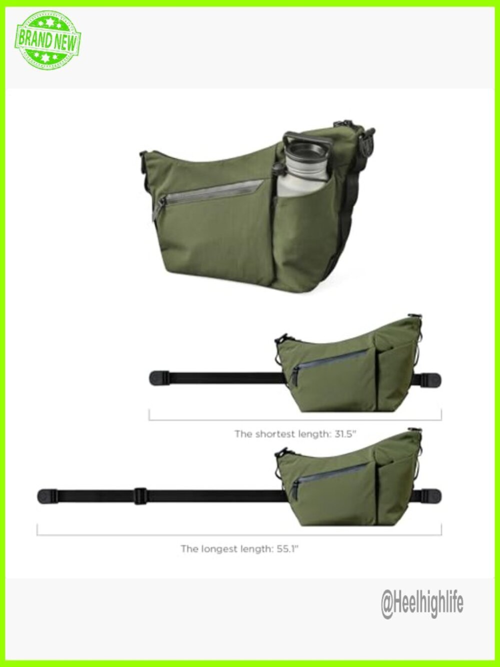 4L Weatherproof Crossbody Satchel with Expandable Bottle Pocket & Key Tether - Picture 3 of 7